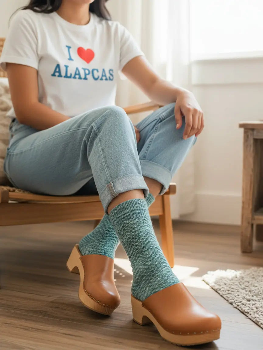 Stella Teal Hand-Painted Socks