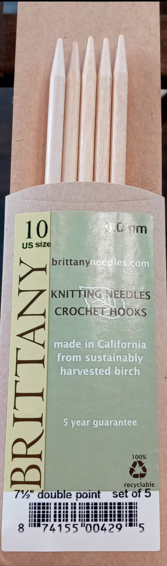Brittany Double Point Needles US 10 / 6mm
