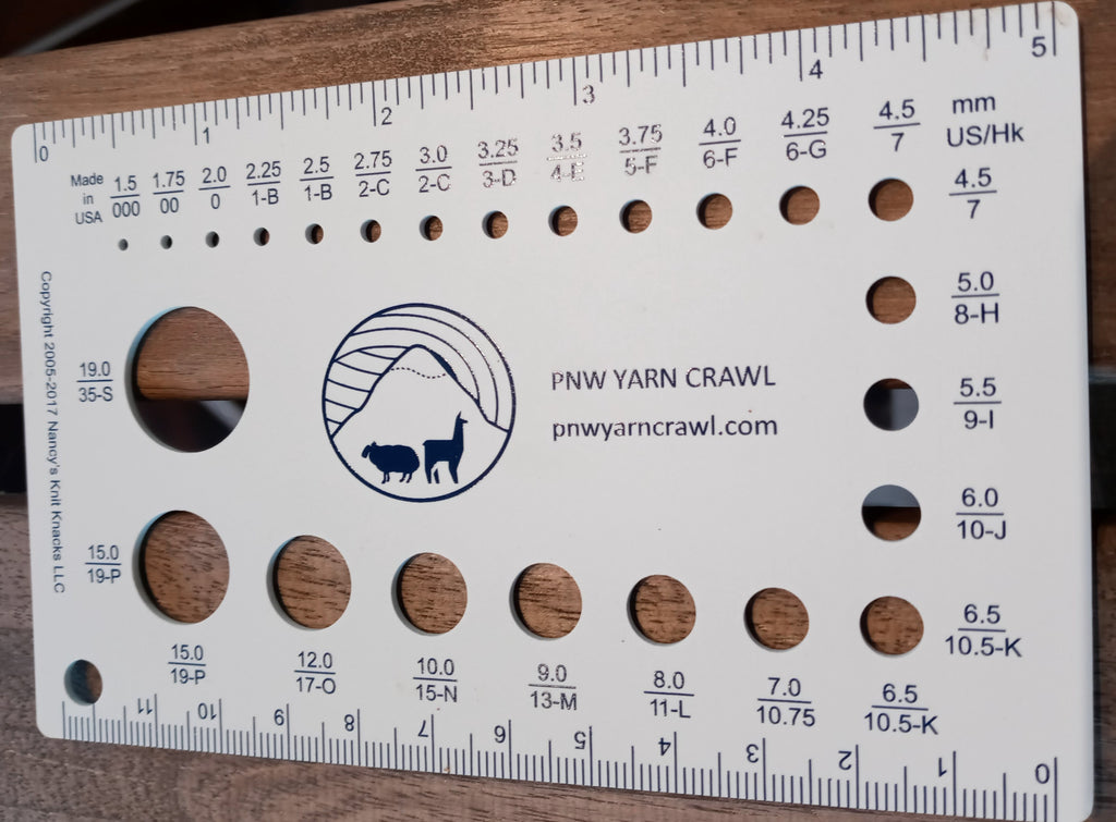 PNW Yarn Crawl Needle Gauge