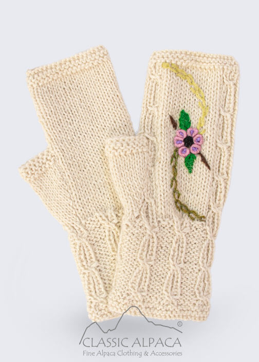 Embroidered Fingerless Mitts/Gloves