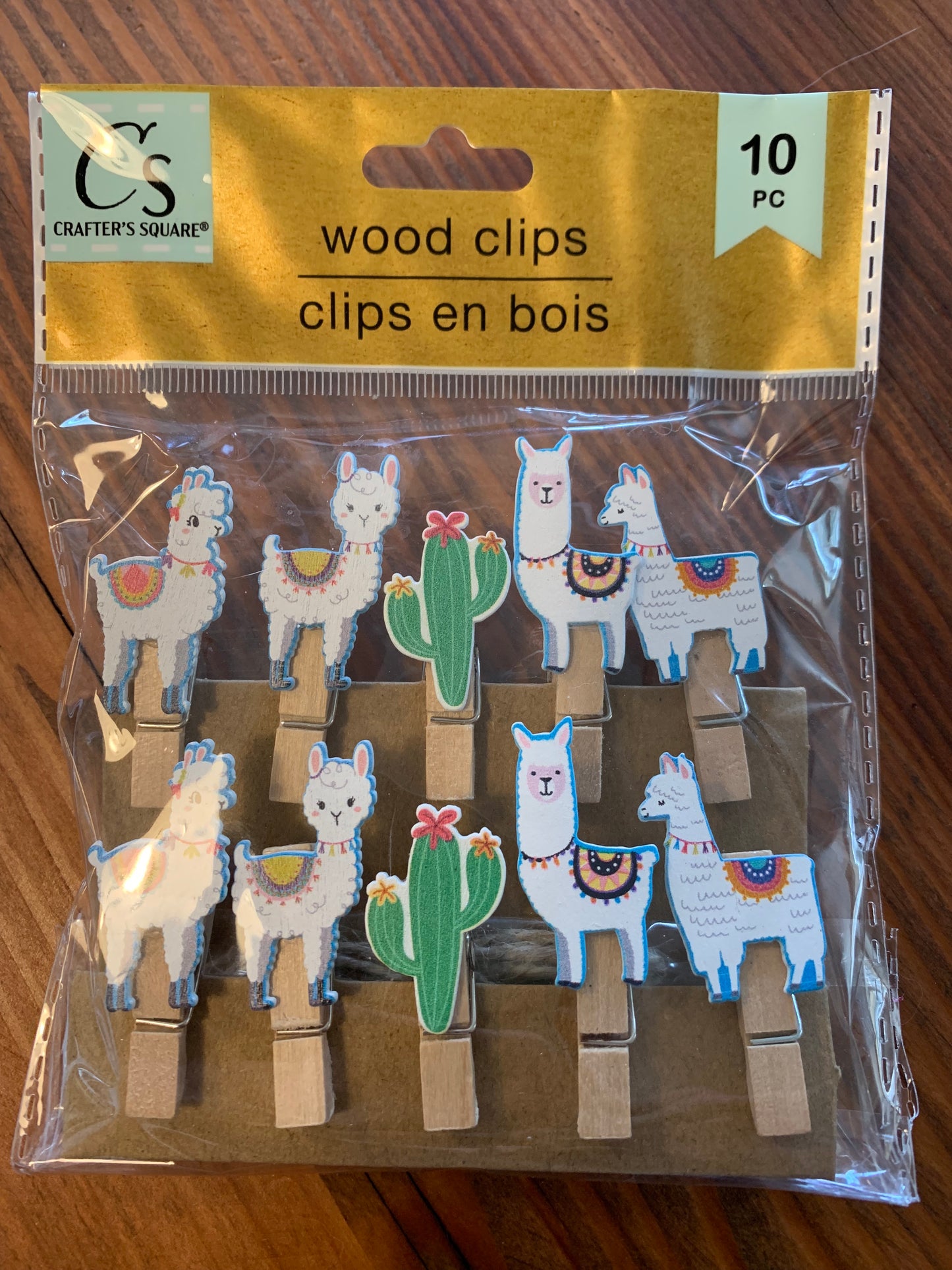 Adorable Alpaca Wood Clips with String