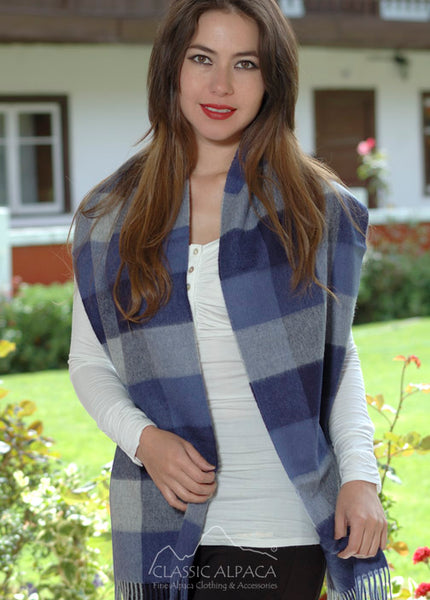 Woven & Brushed Plaid Baby Alpaca Scarf